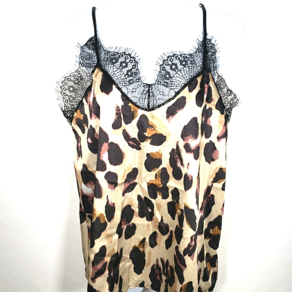 Boohoo Leopard Print Lace Tank Top Size ExtraLarge - Picture 1 of 10